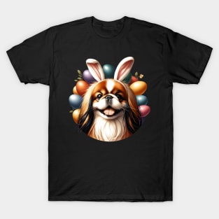 Japanese Chin with Bunny Ears Celebrates Easter Joy T-Shirt